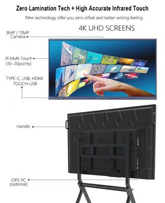 Smart 65 Inch Interactive Whiteboard Infrared Education Interactive Flat Panel